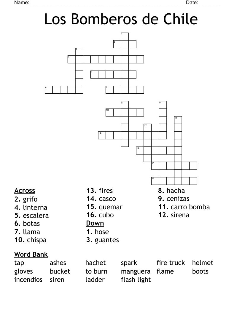 Los Bomberos de Chile Crossword