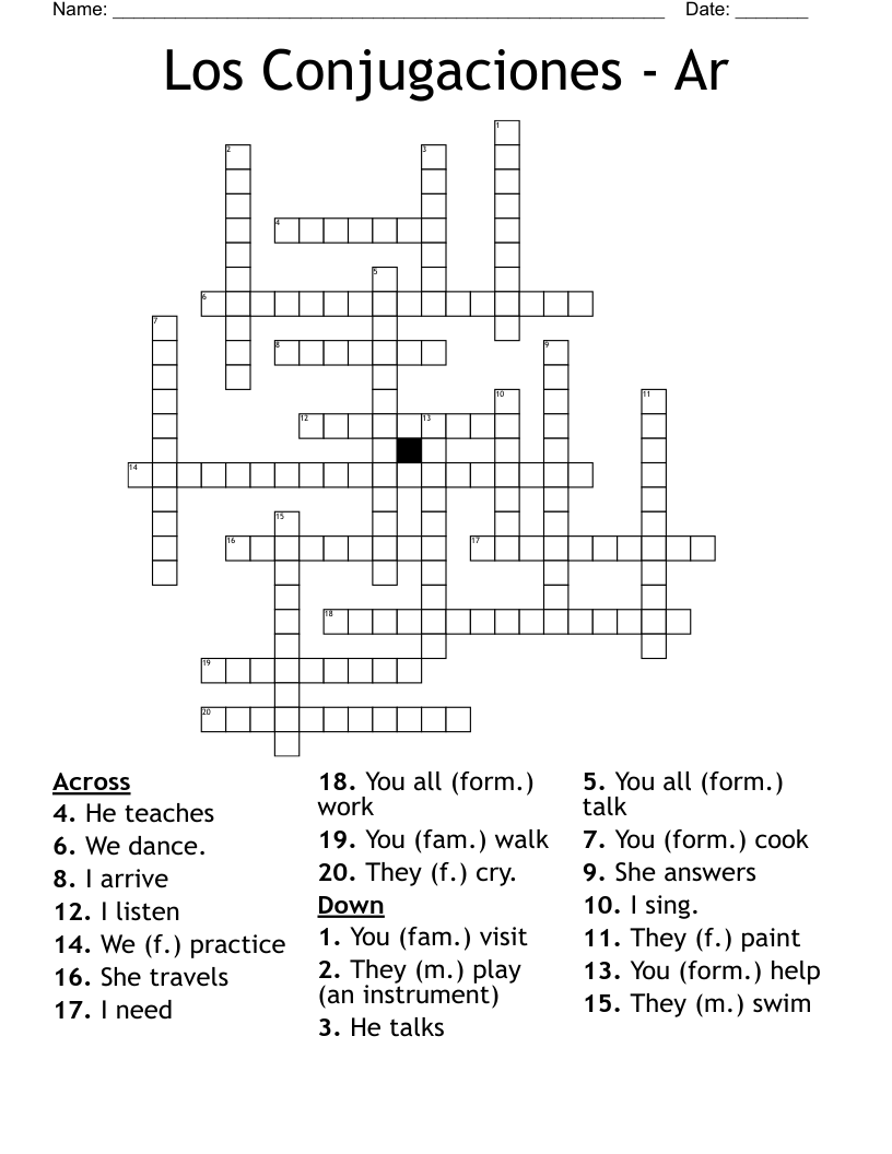 Los Conjugaciones - Ar Crossword