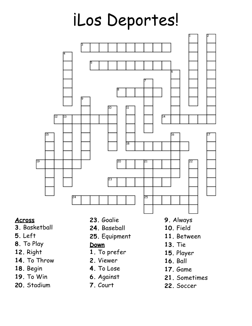 ¡Los Deportes! Crossword