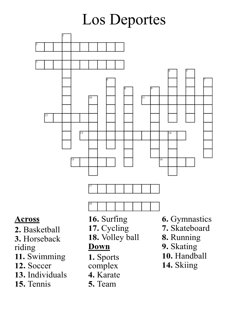 Los Deportes Crossword