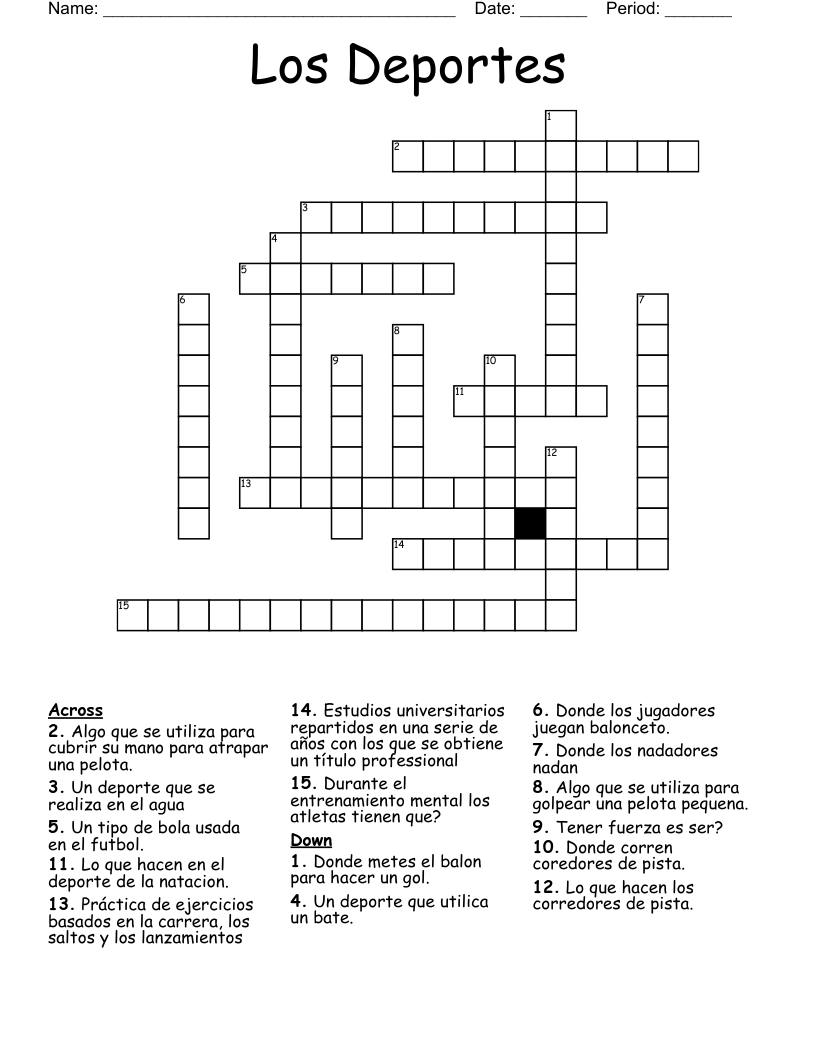 Los Deportes Crossword