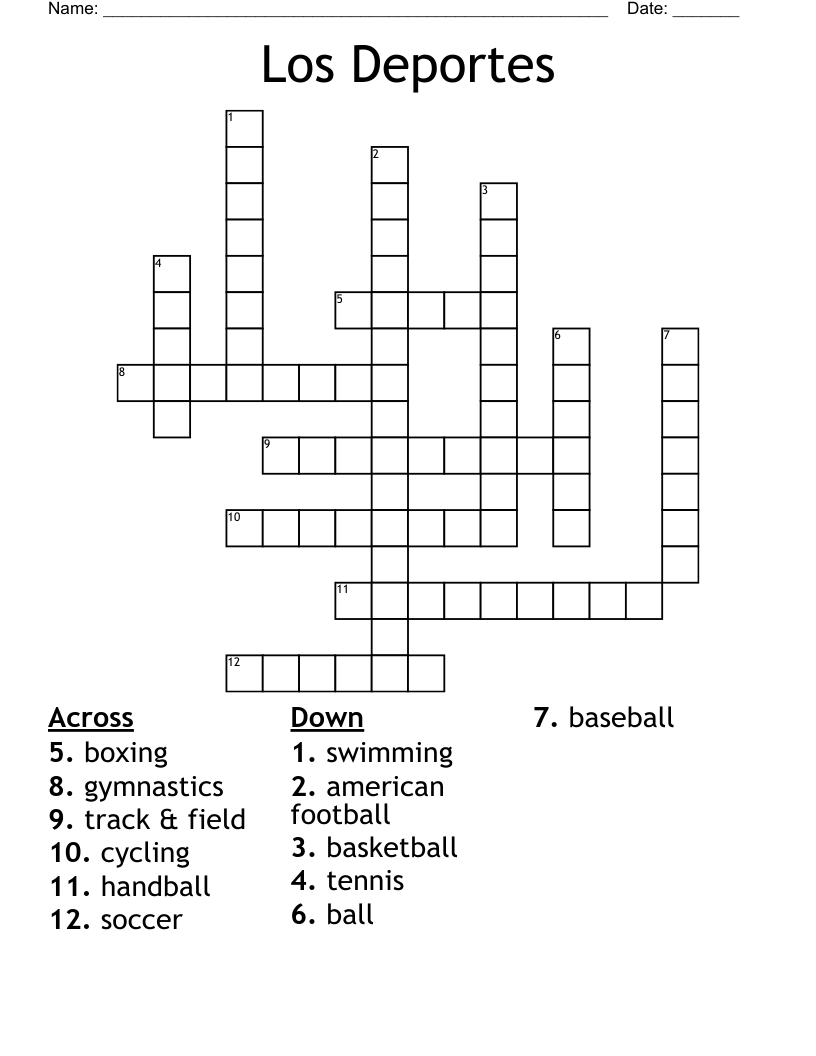 Los Deportes Crossword