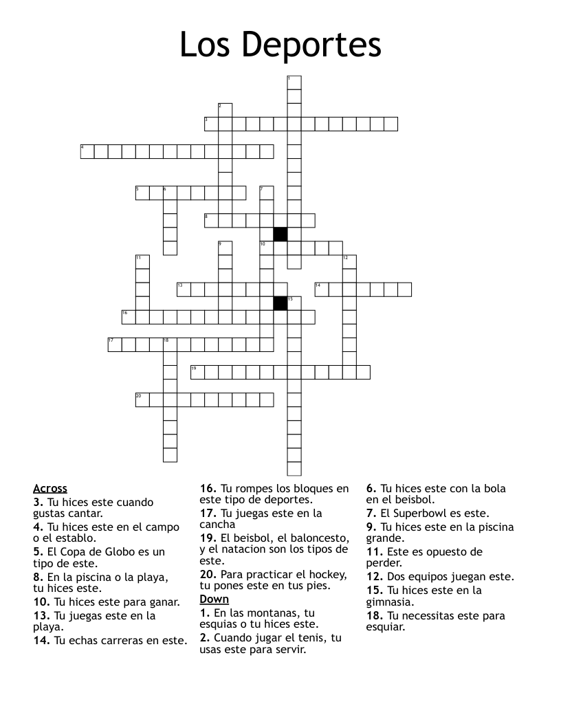 Los Deportes Crossword