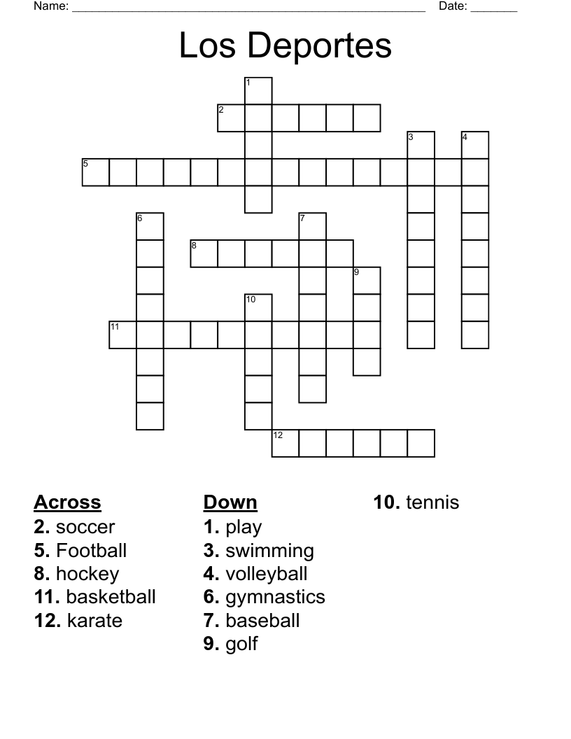 Los Deportes Crossword