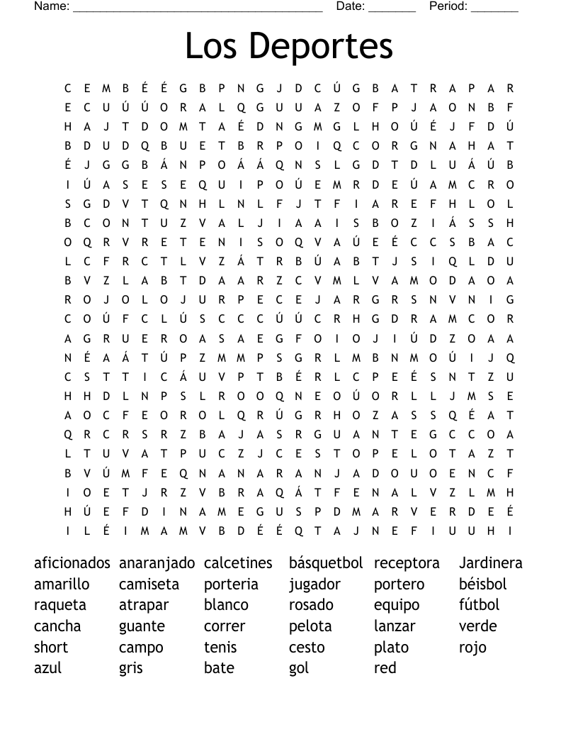 Los Deportes  Word Search