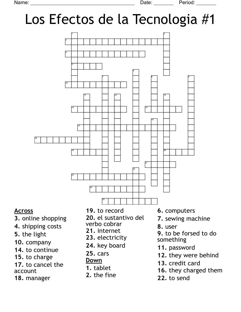 Los Efectos de la Tecnologia #1 Crossword