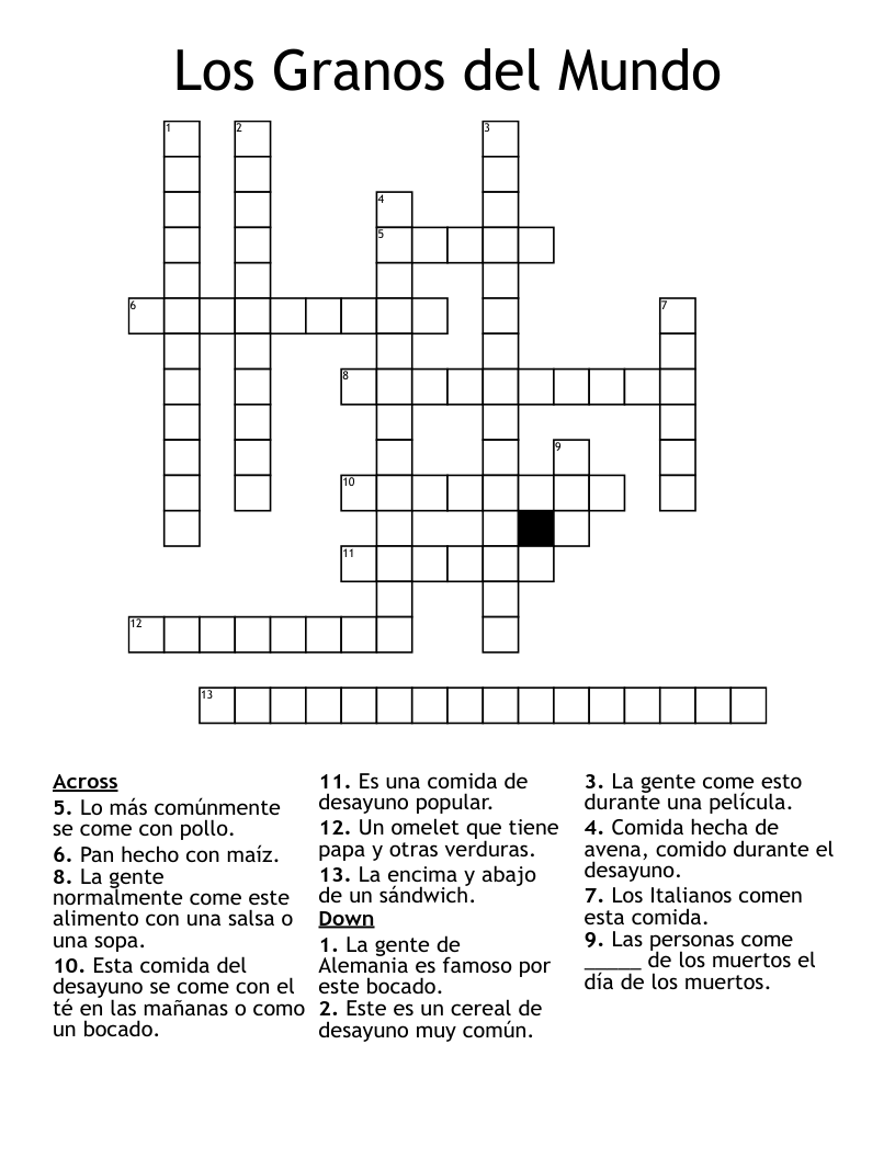 Los Granos del Mundo Crossword