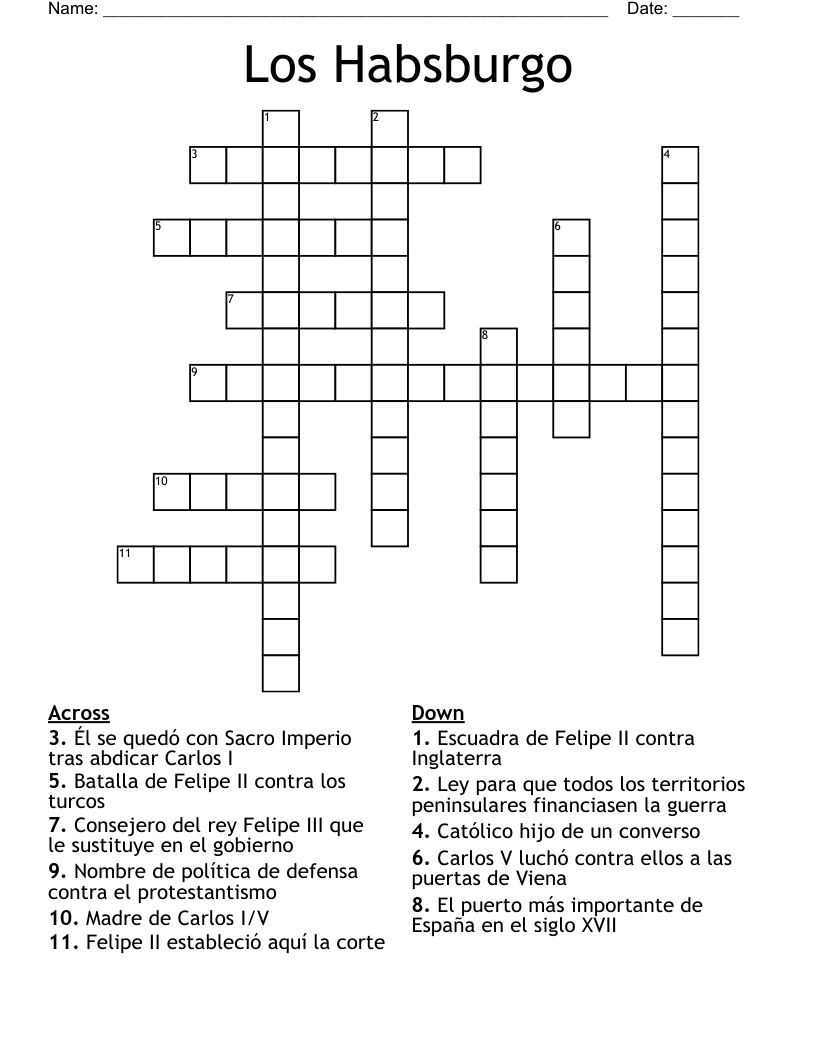 Los Habsburgo Crossword