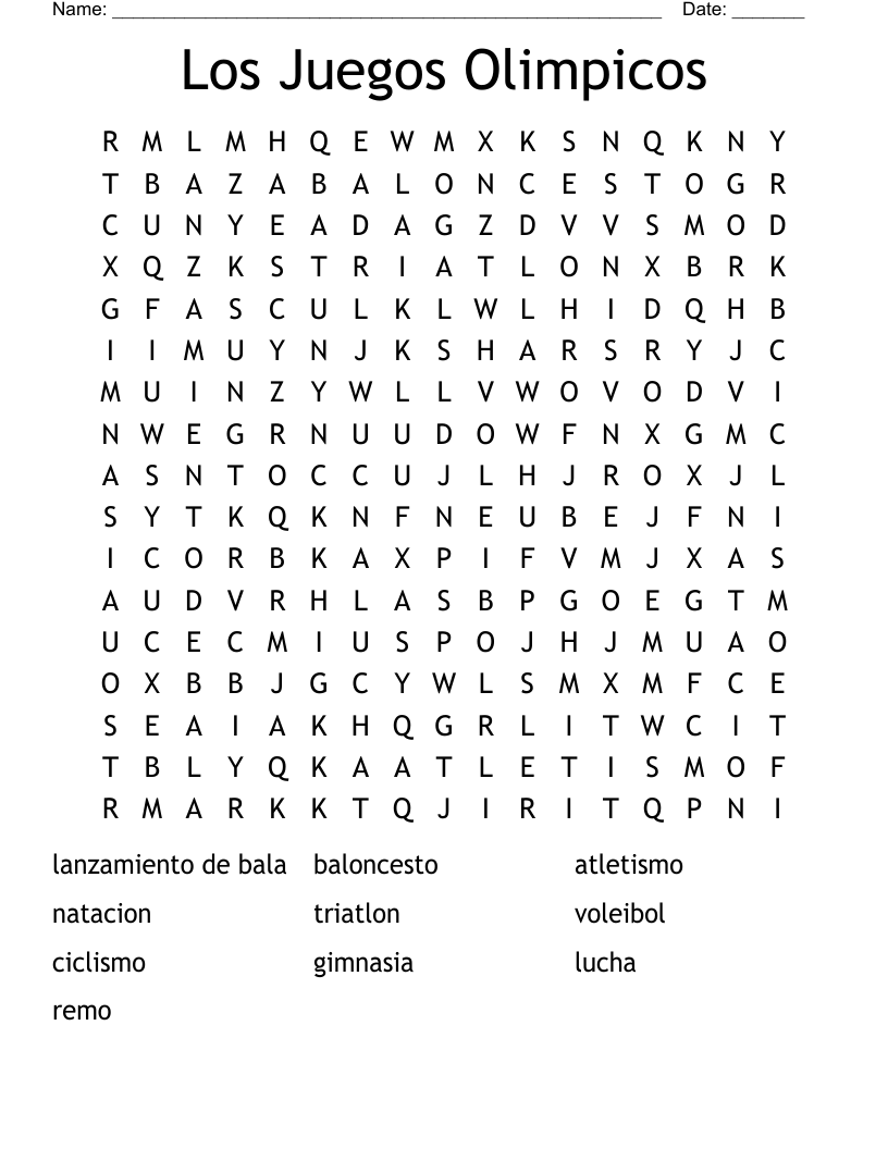 Los Juegos Olimpicos Word Search