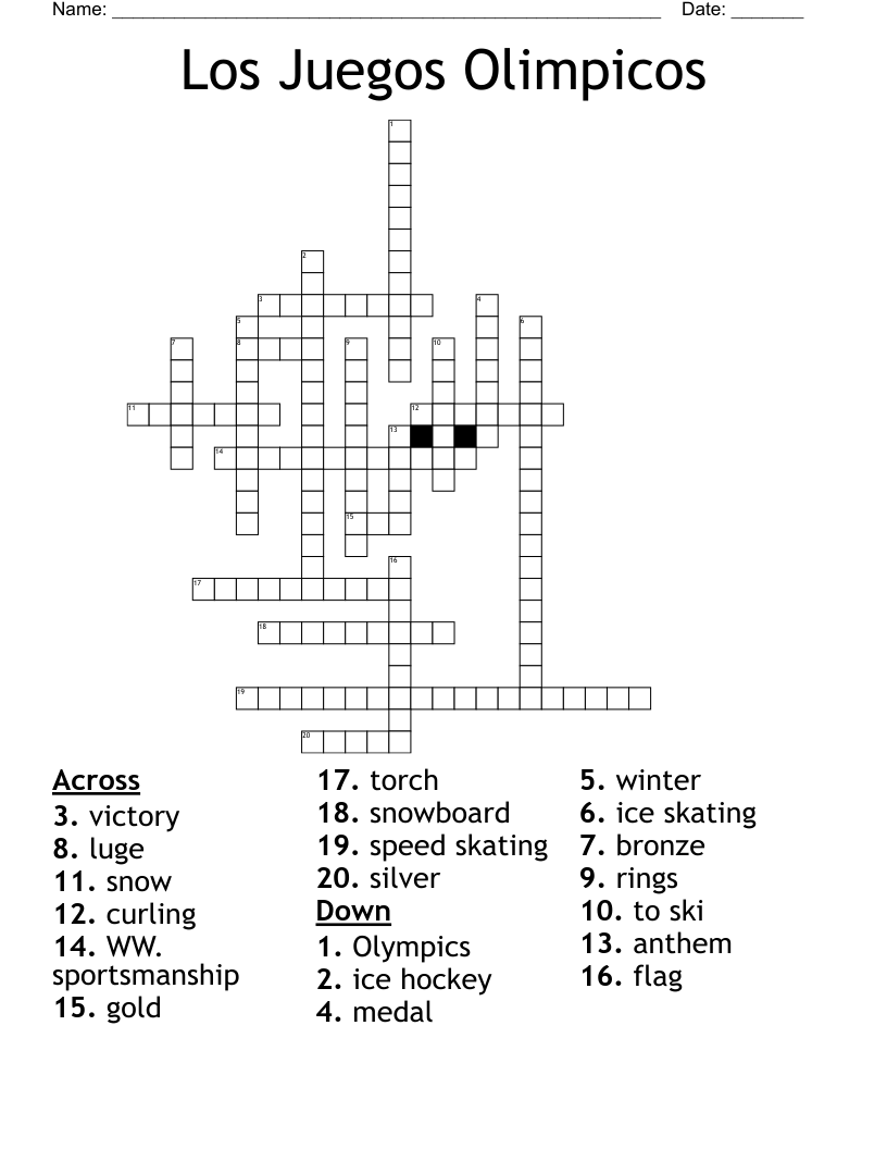 Los Juegos Olimpicos Crossword