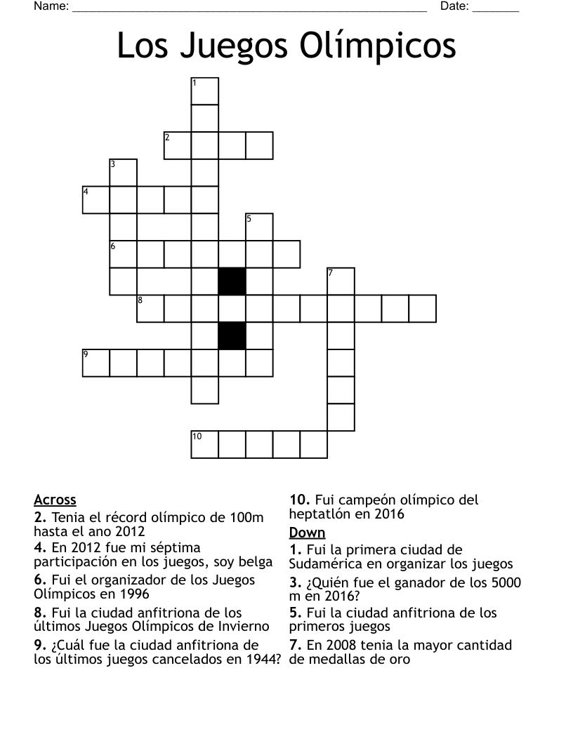 Los Juegos Olímpicos  Crossword