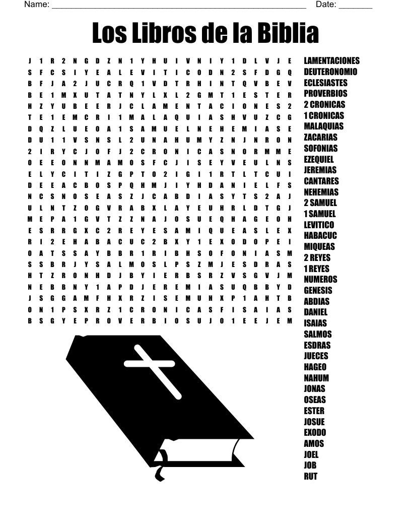 Los Libros de la Biblia Word Search