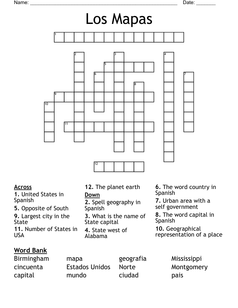 Los Mapas Crossword
