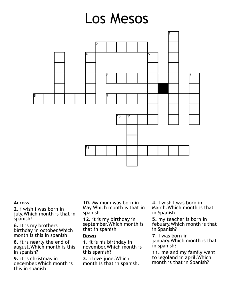 Los Mesos Crossword