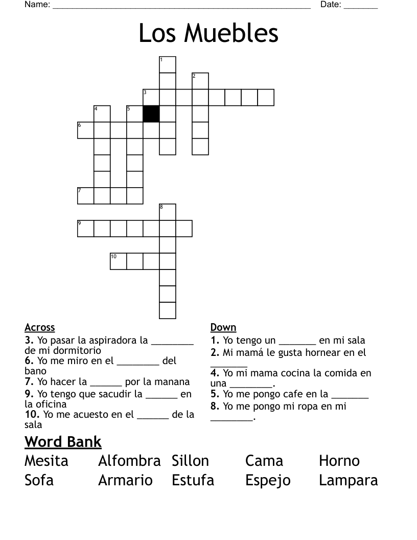 Los Muebles Crossword