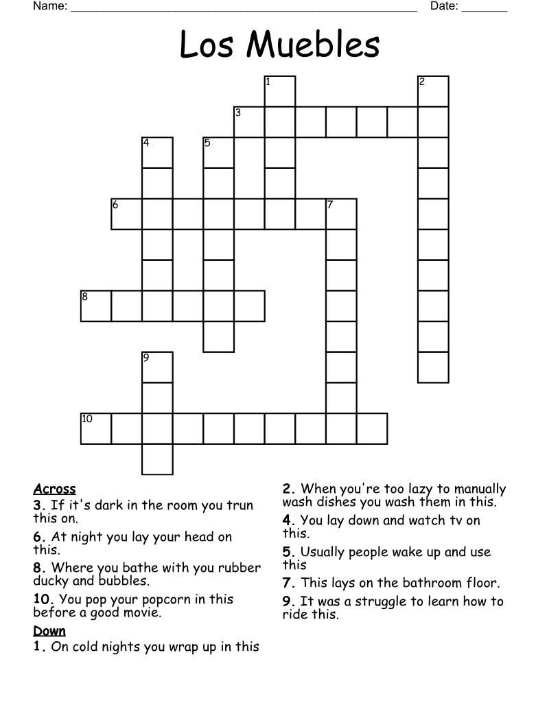 Los Muebles Crossword