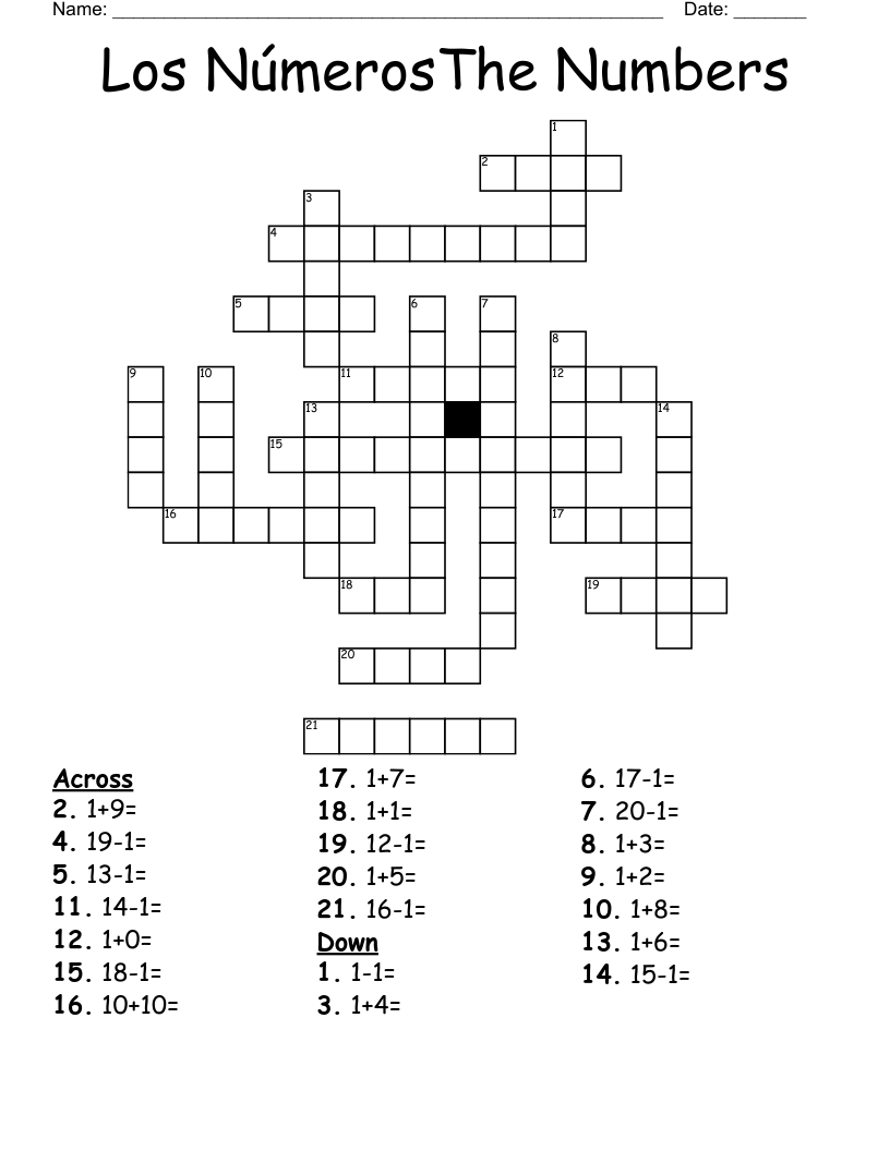 Los NúmerosThe Numbers Crossword