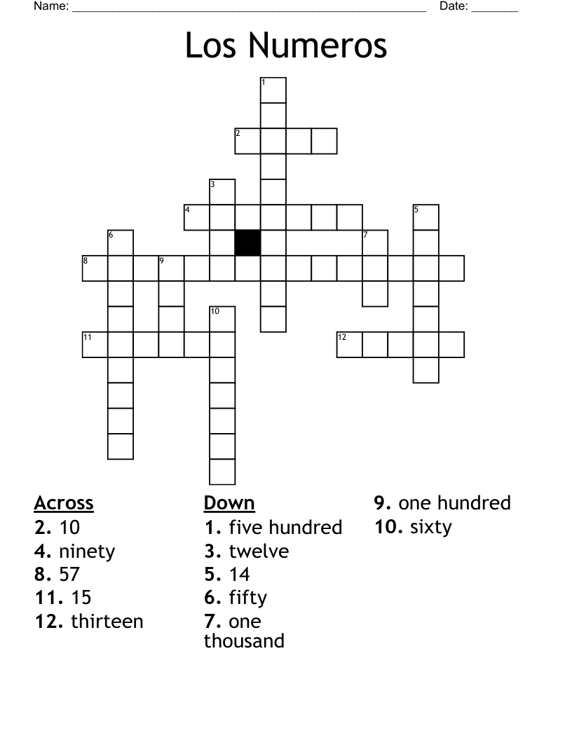 Los Numeros Crossword