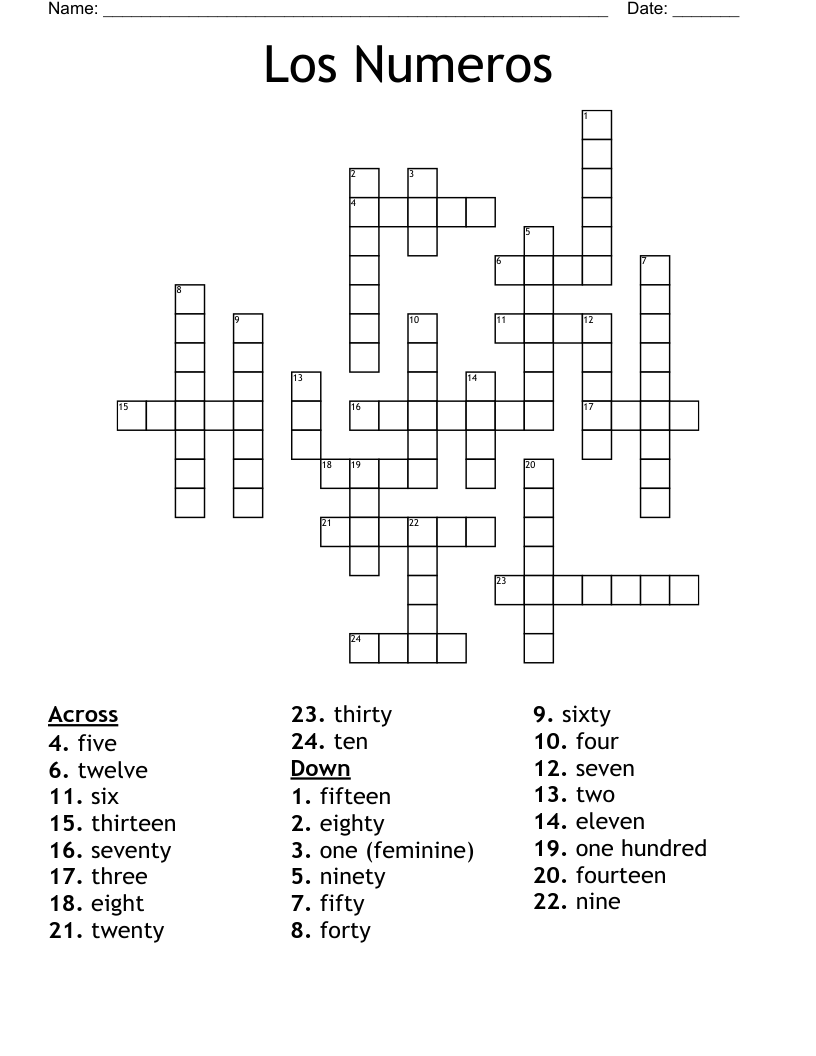 Los Numeros Crossword