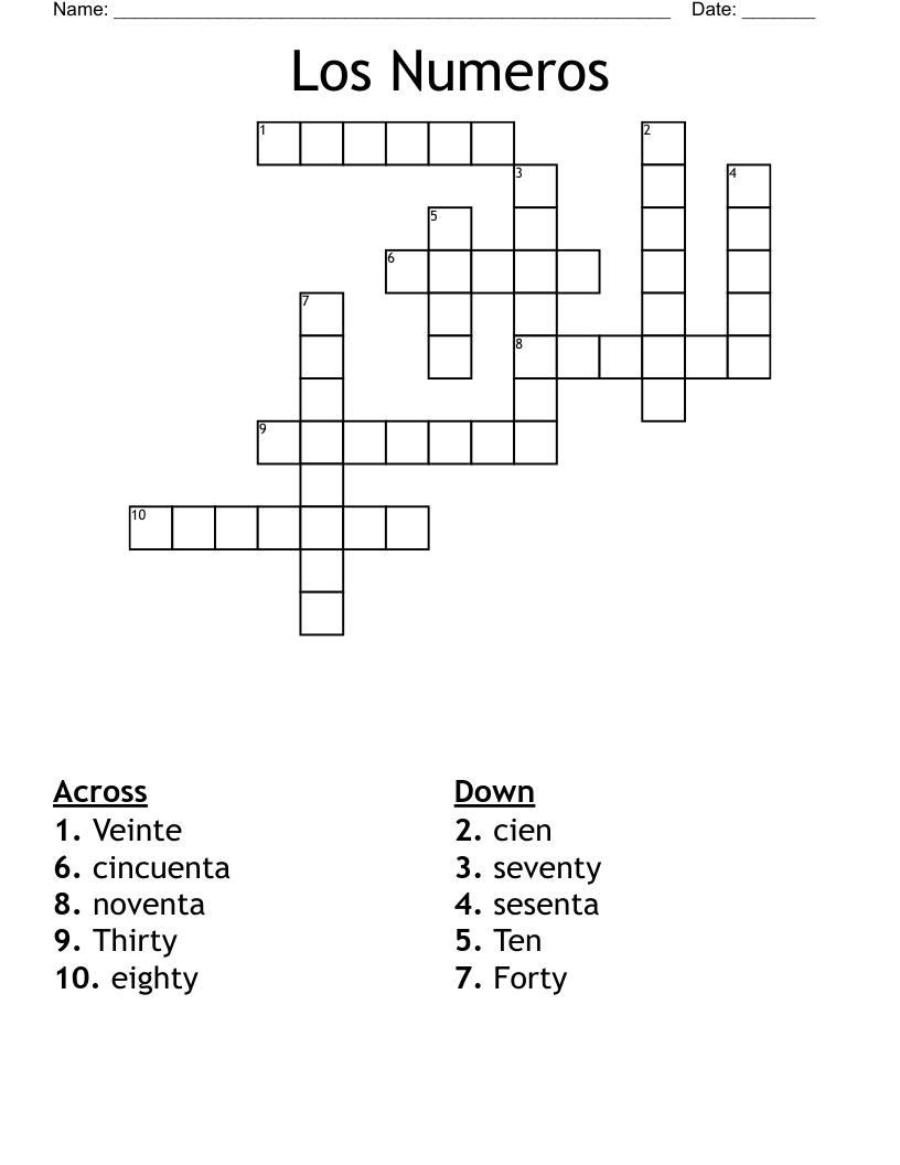 Los Numeros Crossword