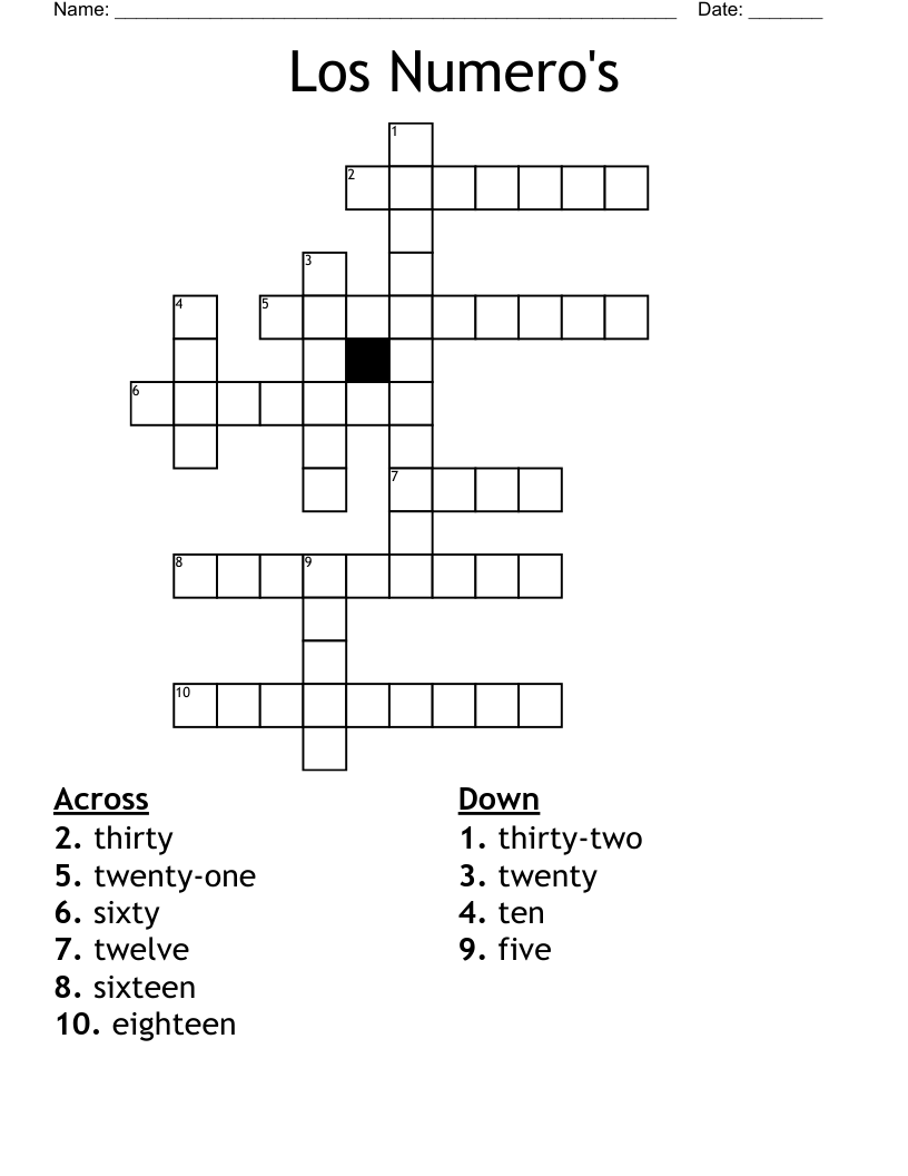 Los Numero's Crossword