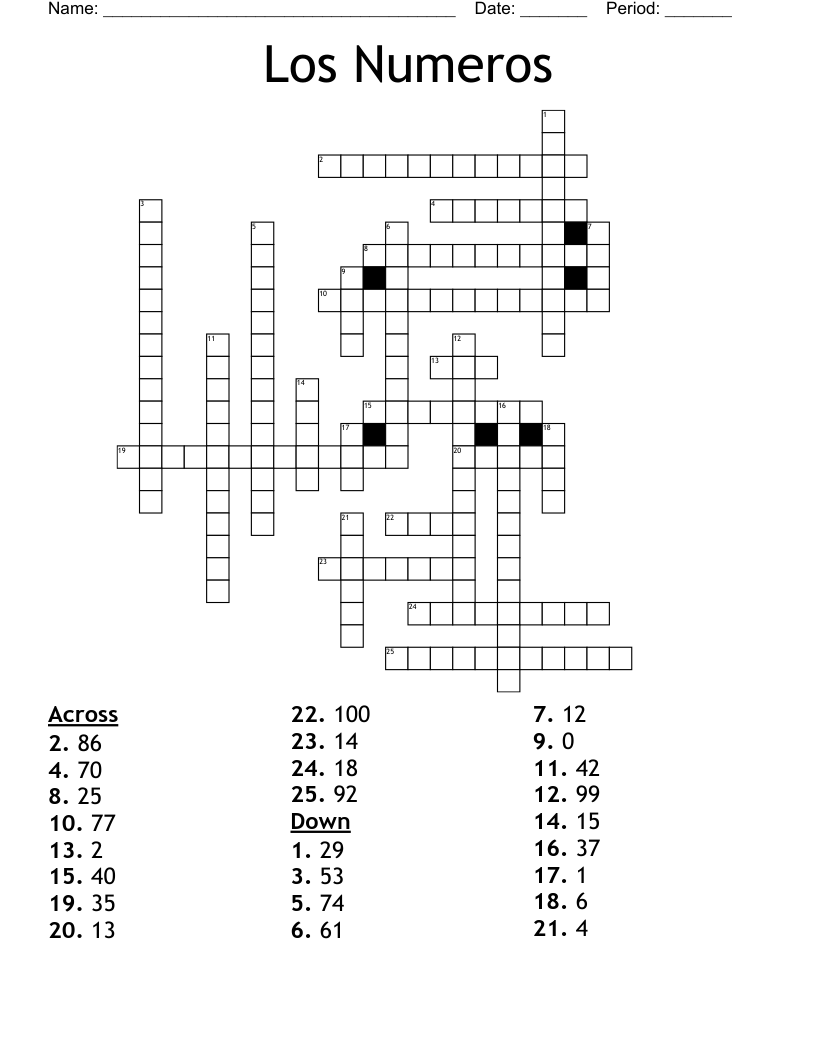 Los Numeros Crossword