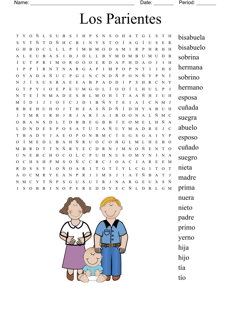 Los Parientes Word Search