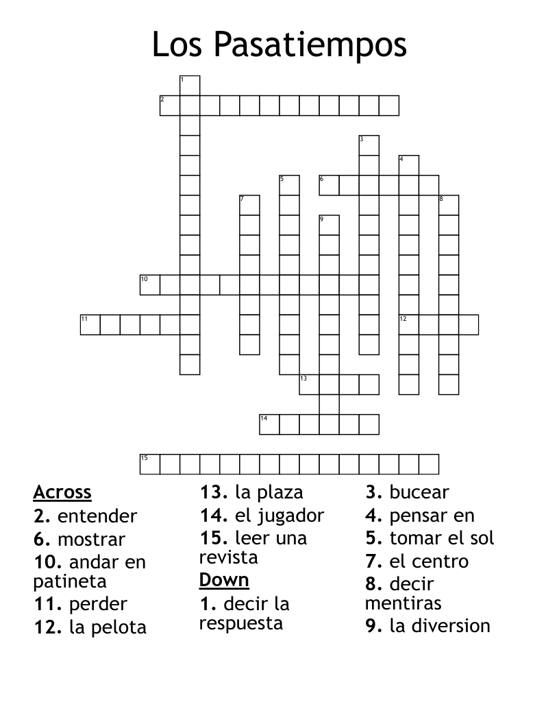 Los Pasatiempos Crossword