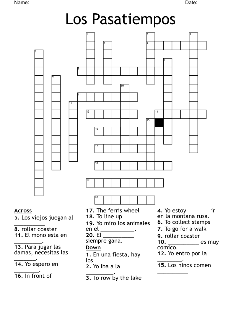 Los Pasatiempos Crossword