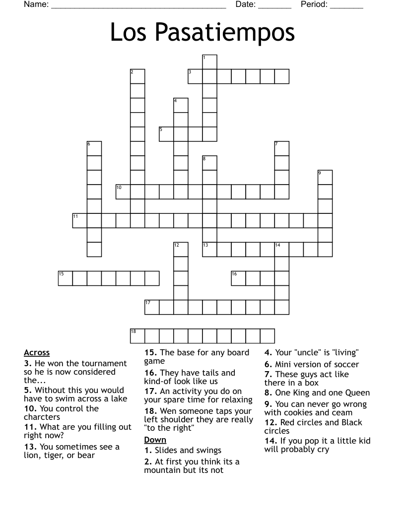 Los Pasatiempos Crossword
