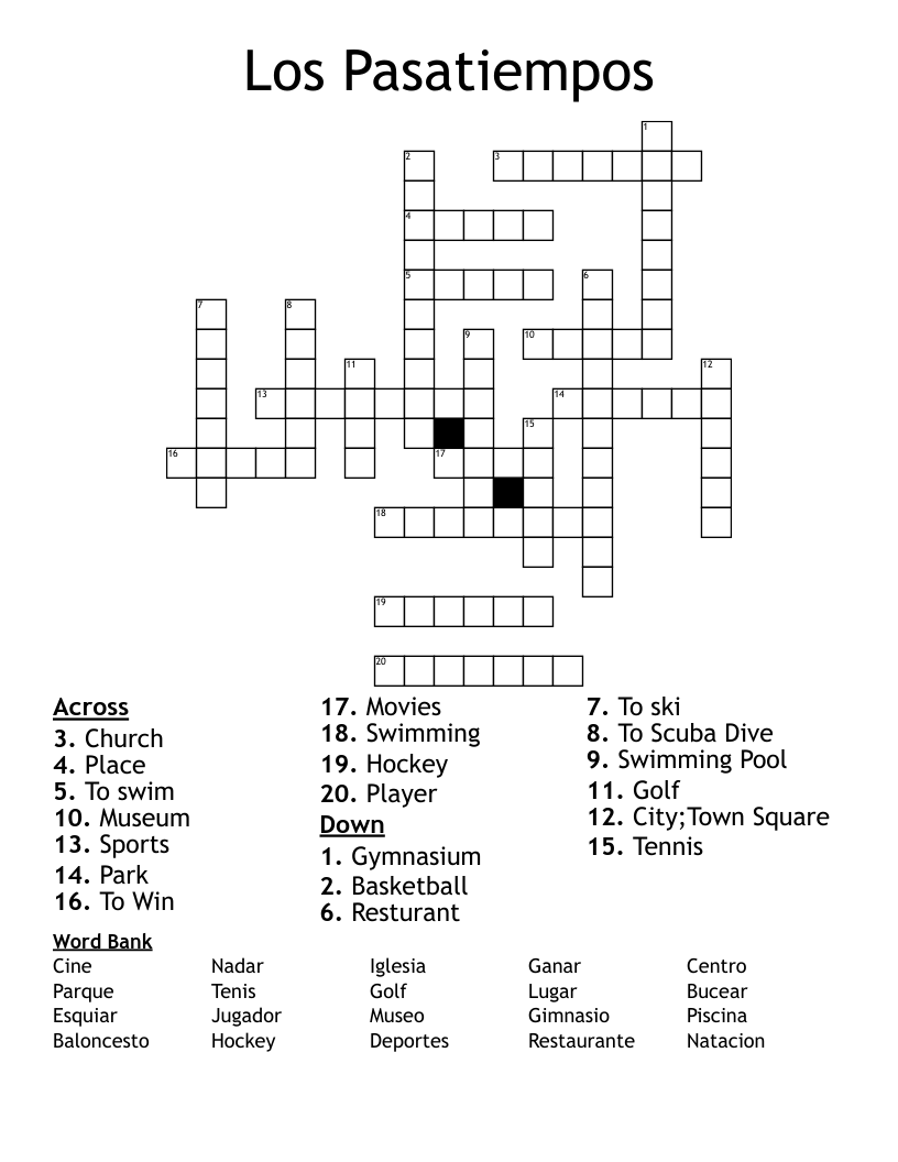 Los Pasatiempos Crossword