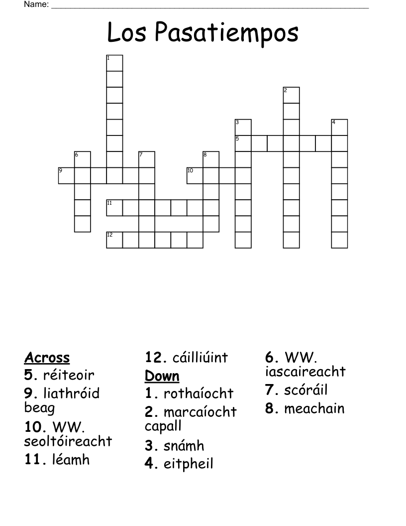 Los Pasatiempos Crossword
