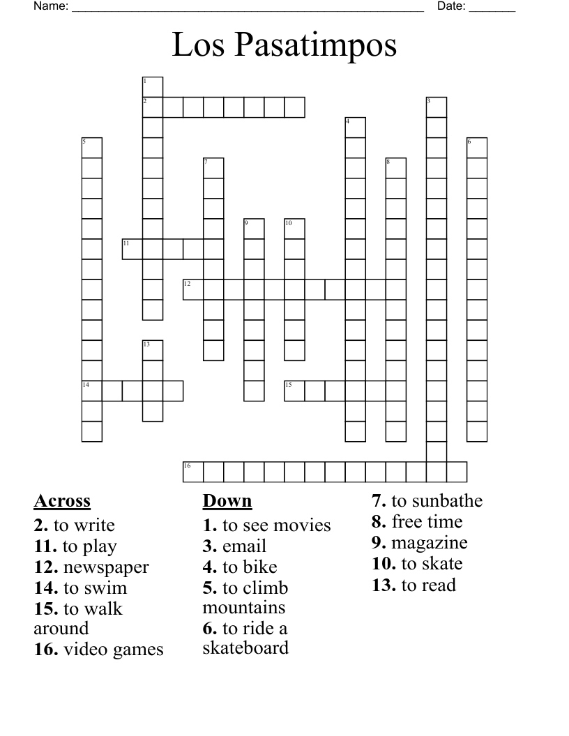 Los Pasatimpos Crossword