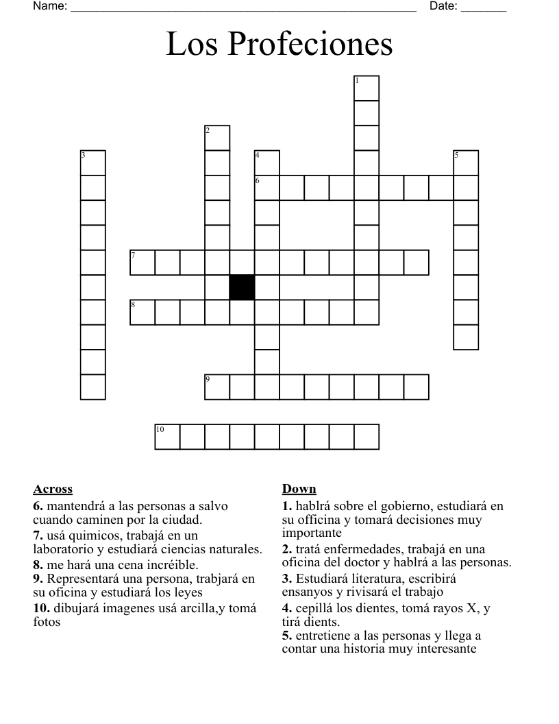 Los Profeciones Crossword