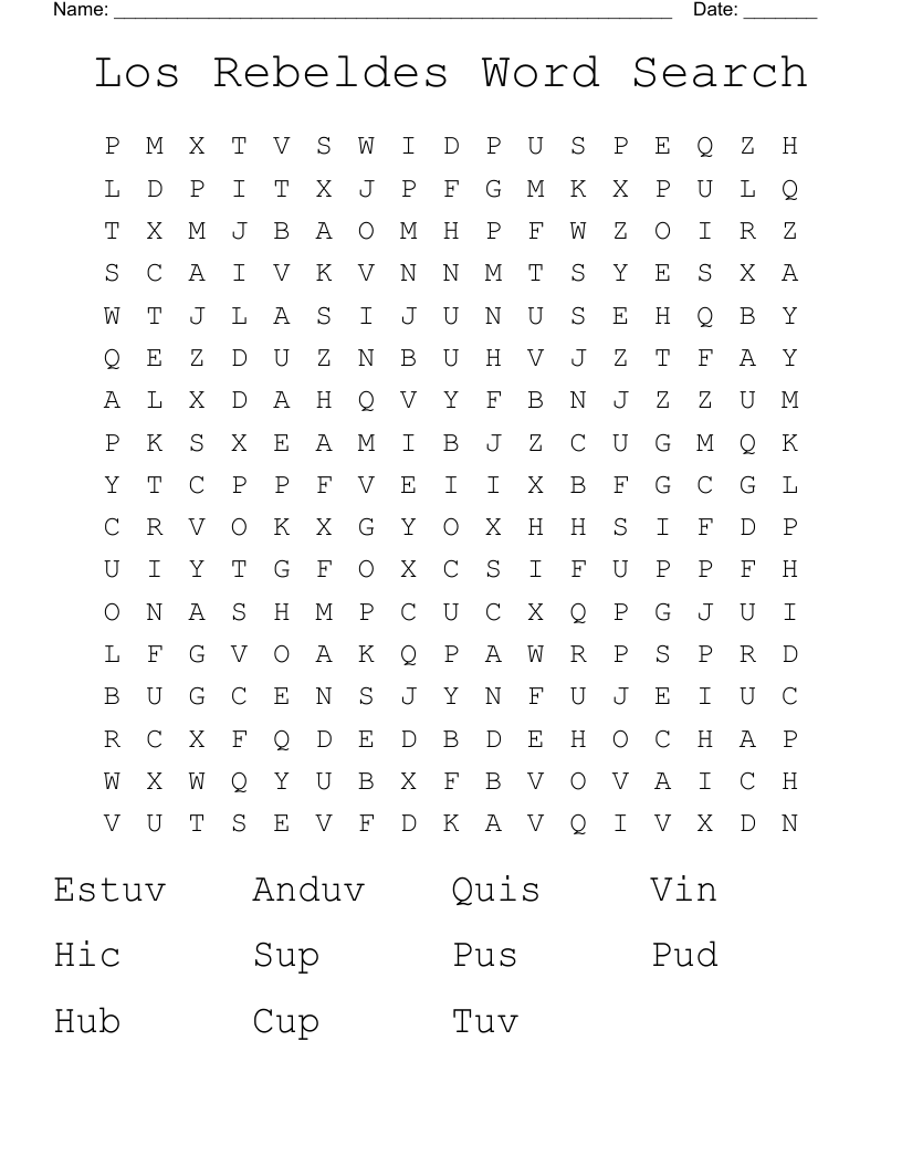 Los Rebeldes Word Search