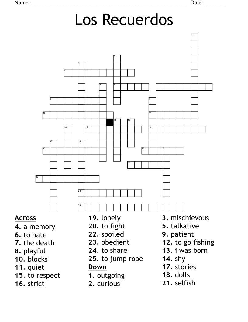 Los Recuerdos Crossword