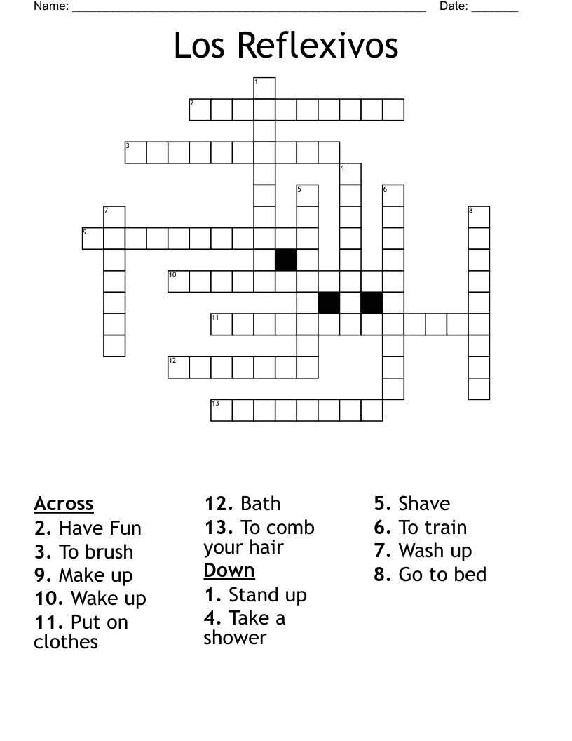 Los Reflexivos Crossword