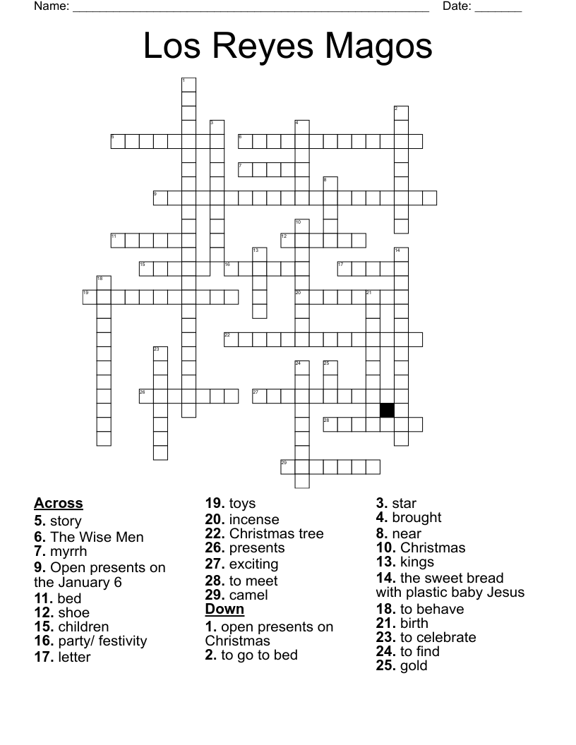Los Reyes Magos Crossword