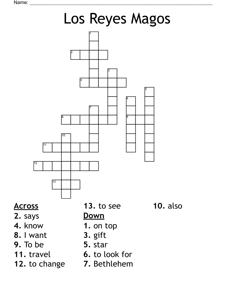 Los Reyes Magos Crossword