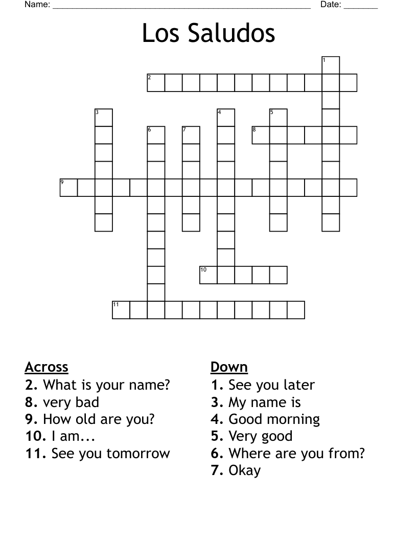 Los Saludos Crossword