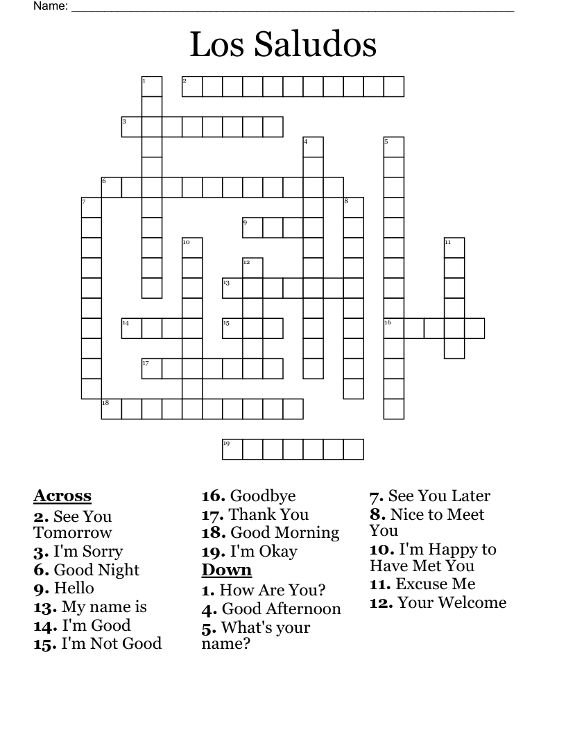 Los Saludos  Crossword