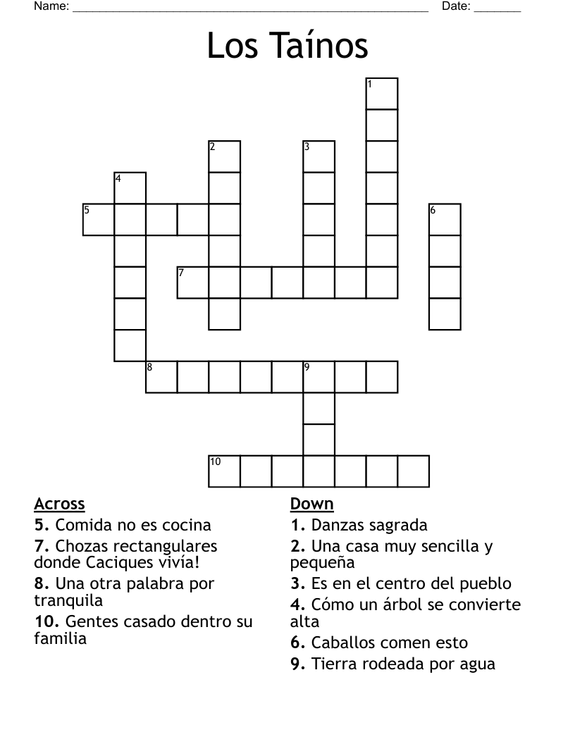 Los Taínos Crossword
