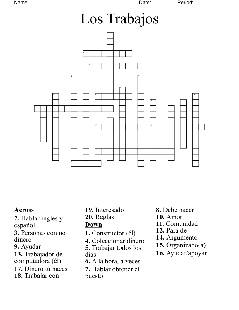 Los Trabajos Crossword