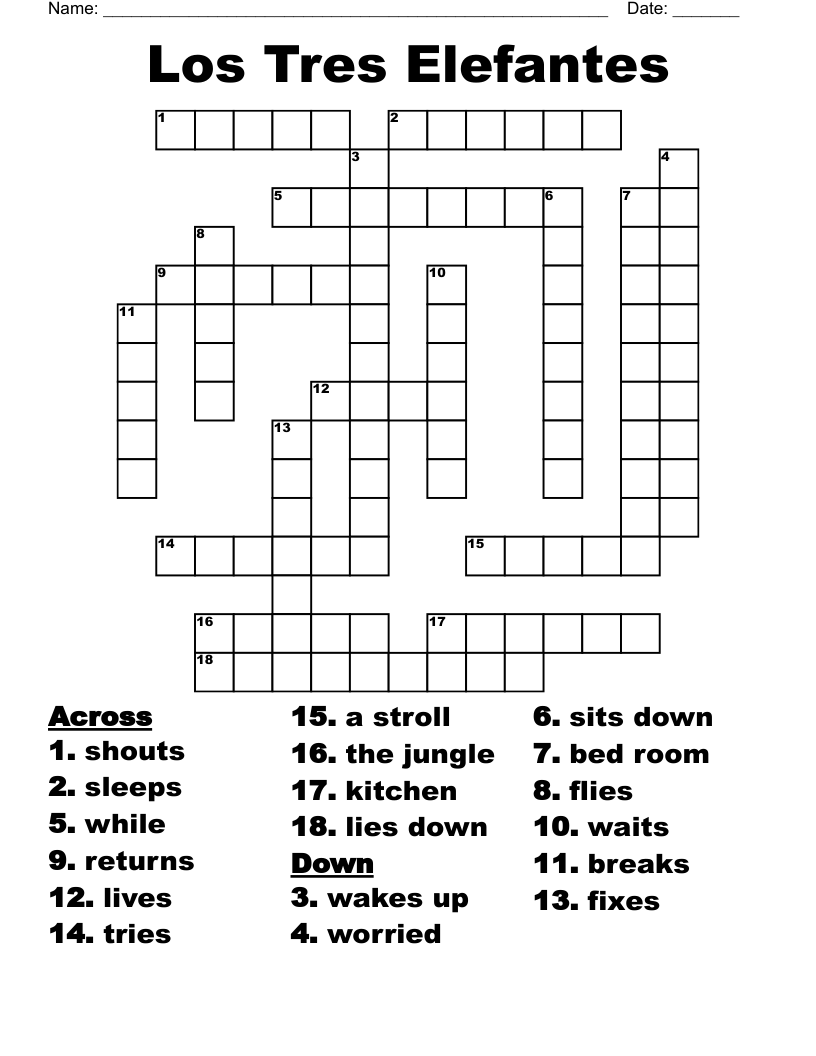 Los Tres Elefantes Crossword