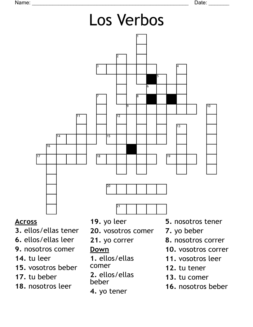 Los Verbos Crossword