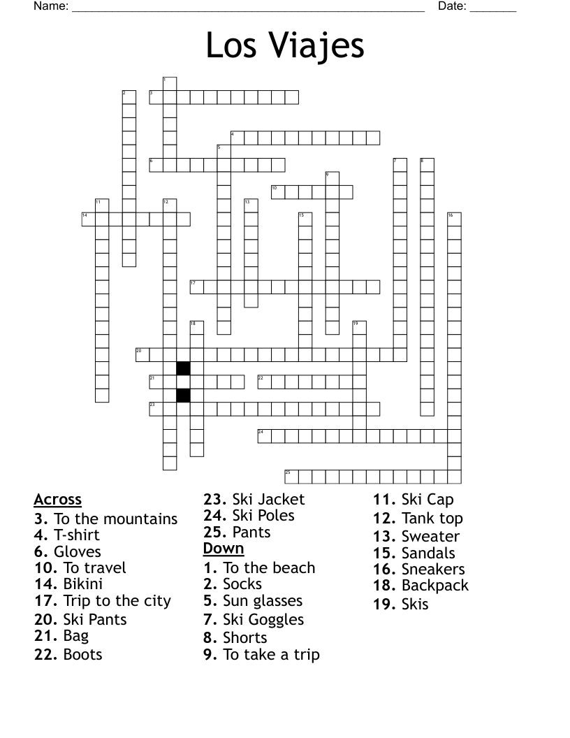 Los Viajes Crossword