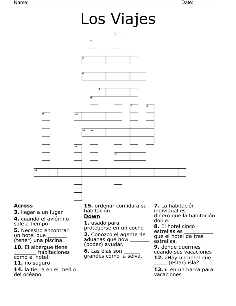 Los Viajes Crossword