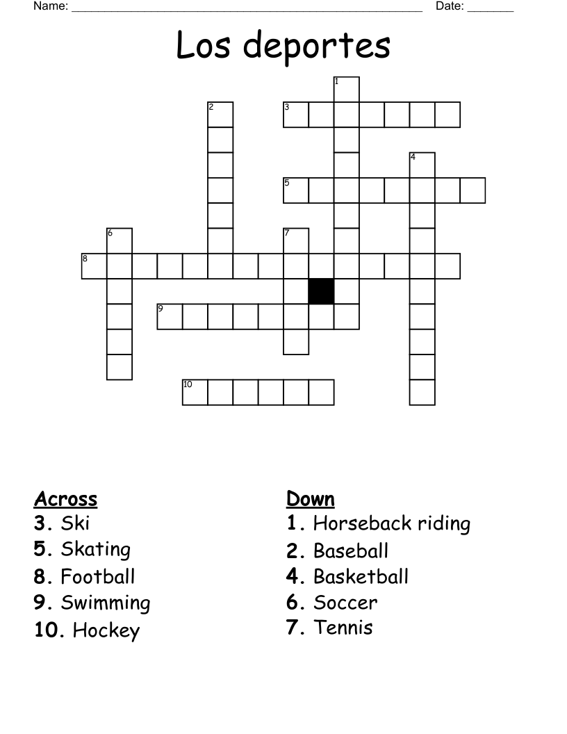 Los deportes Crossword
