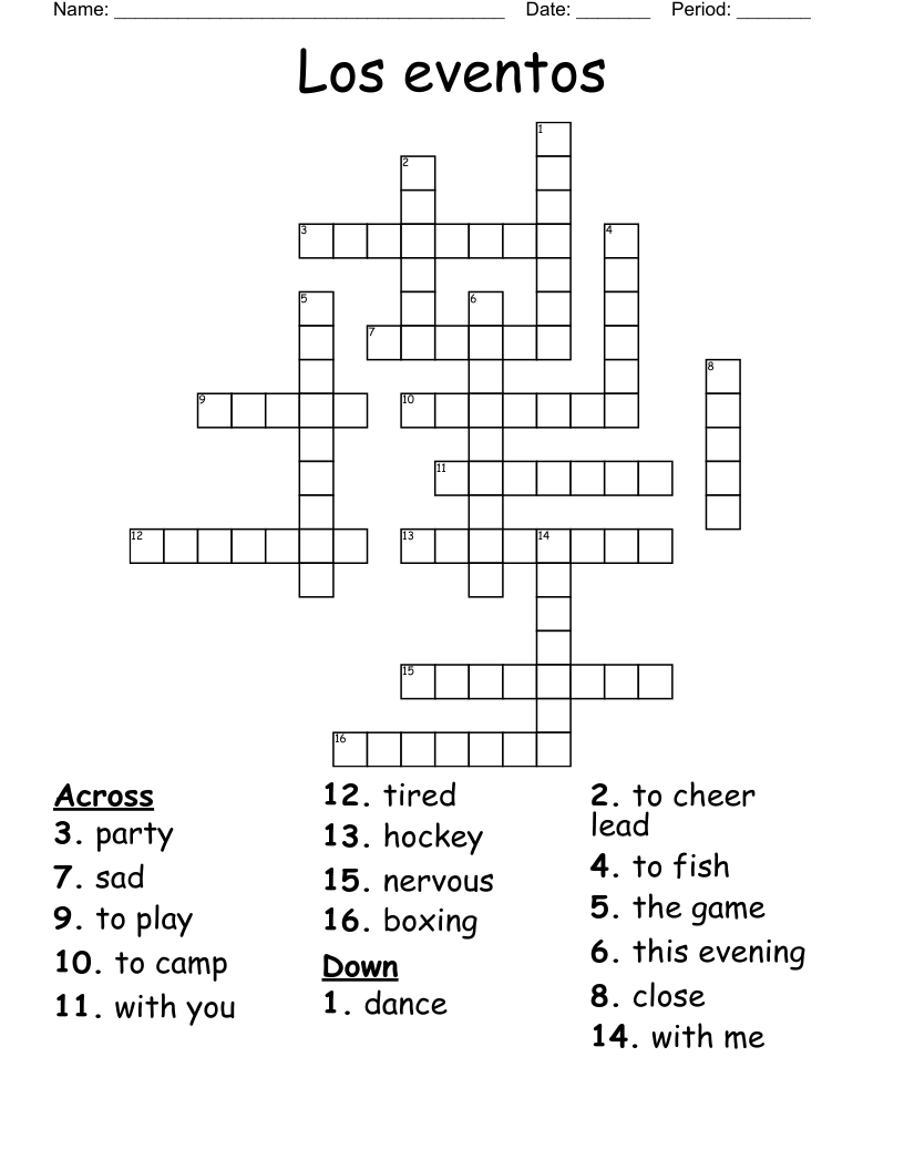 Los eventos Crossword