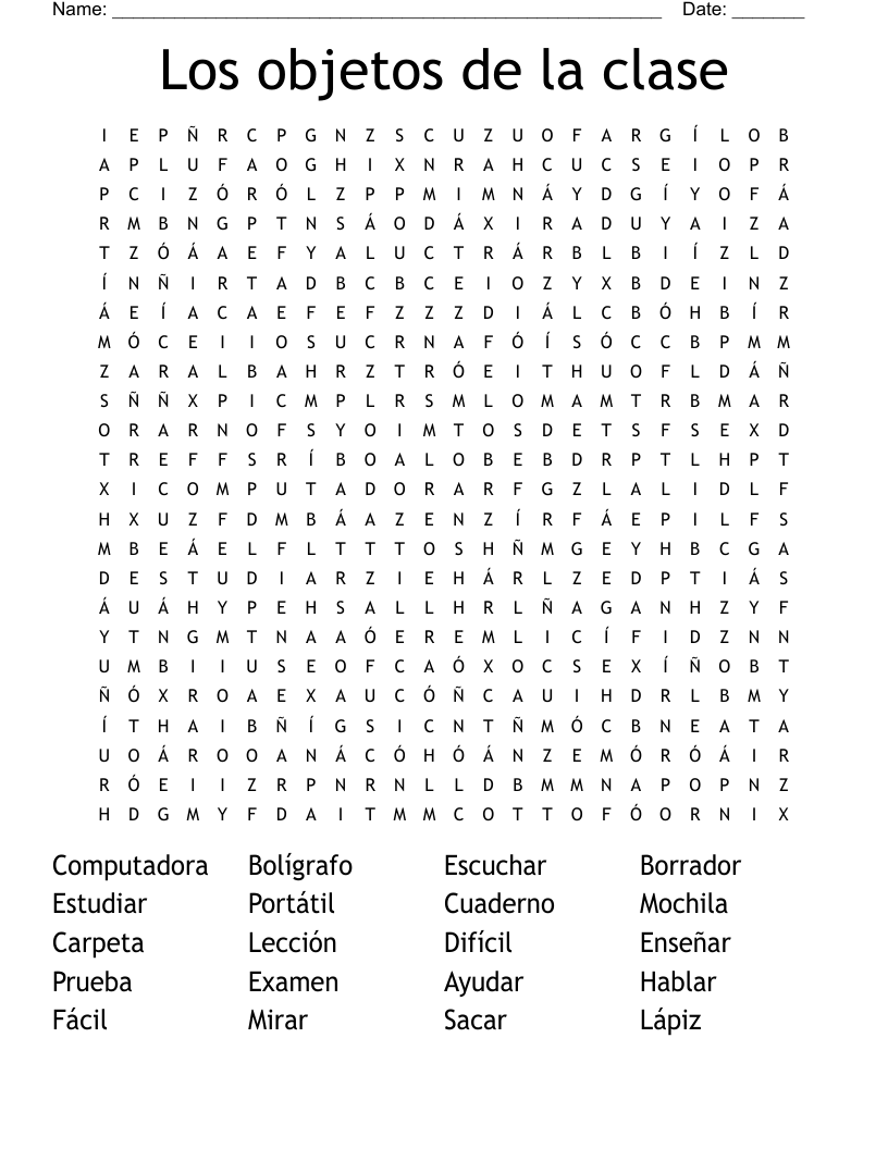 Los objetos de la clase Word Search